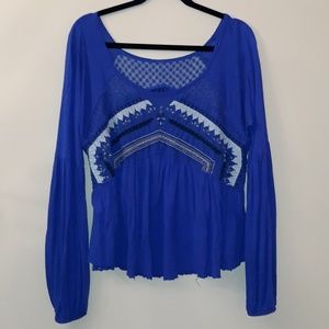 FREE PEOPLE BOHO ROYAL BLUE TOP M